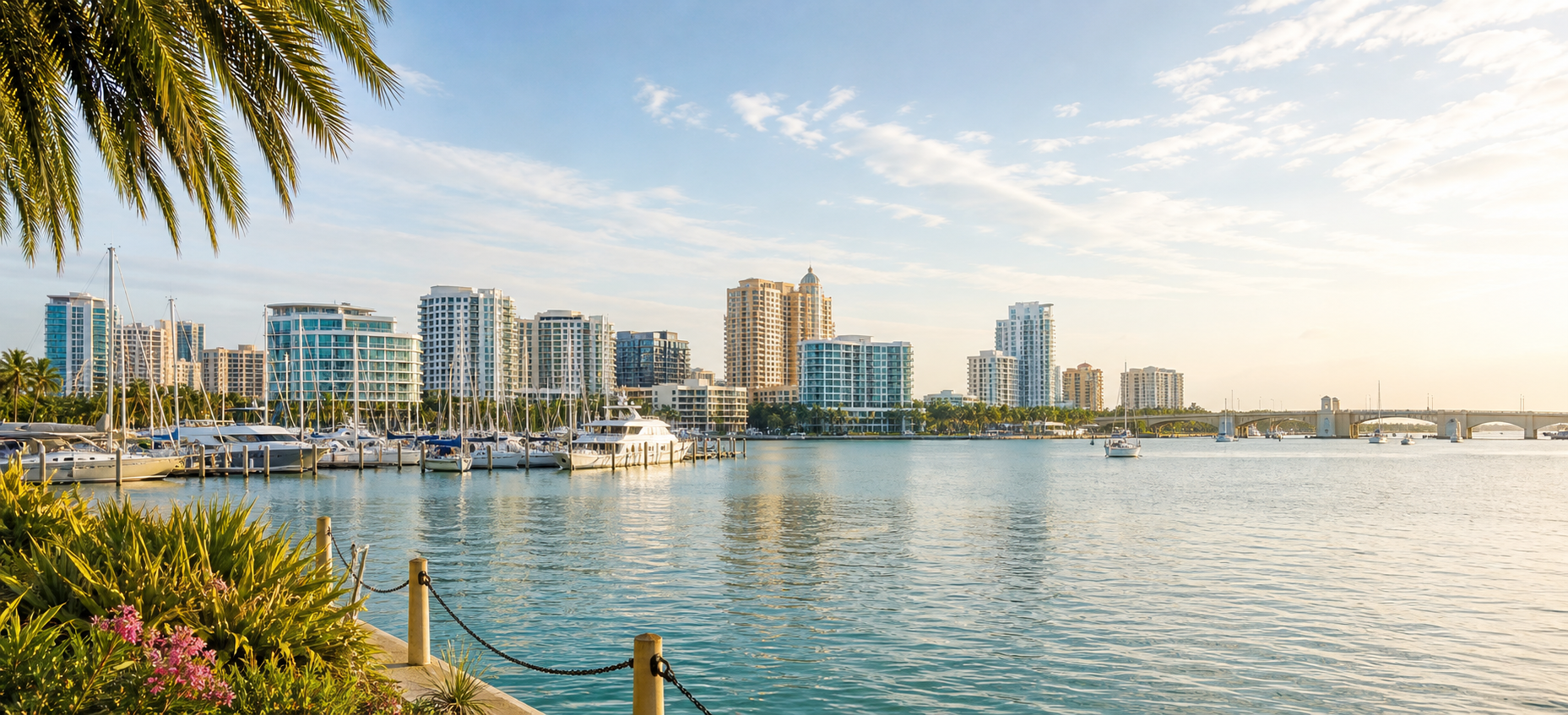 Sarasota waterfront skyline viewed from the bay
